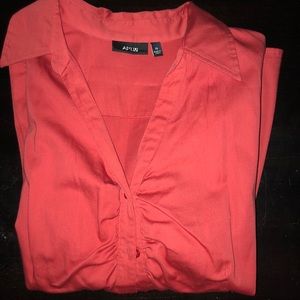 XL Apt. 9 Orange-Red V-Cut Button Up, Women’s